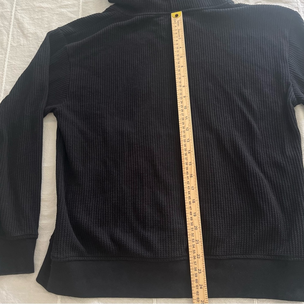 Zine Men's Black Waffle Knit Full-Zip Hoodie Large - Picture 6 of 8